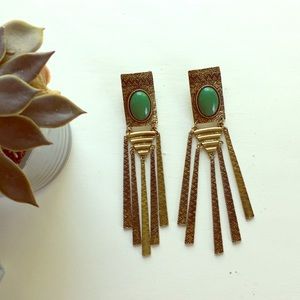 Gold and green earrings